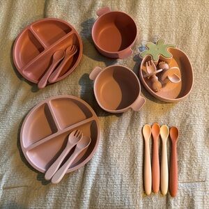 NEVER USED Elegant Dining Set for Kids - Pink and Cream